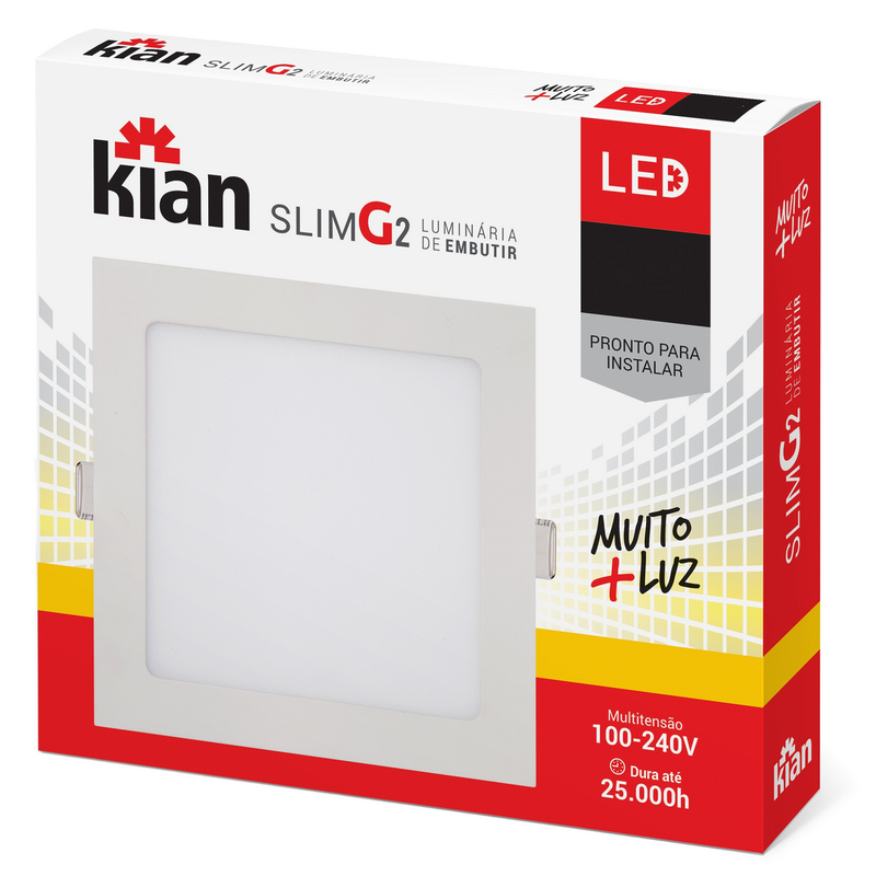 Painel LED Emb Quad 11,8 Cm 6 W 3k Br (10414)