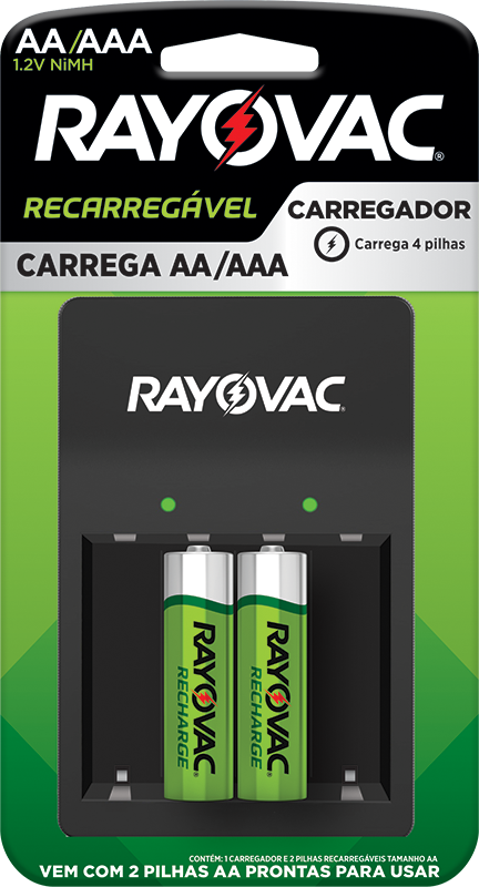 Carregador Pilha Aa/aaa Usb Com02 Pilhas (RCH-4PLA)