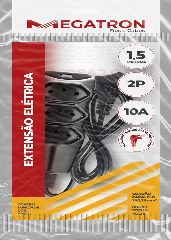 Extensao Pl 2p 90 2x0,75 1,5m Pt (173)