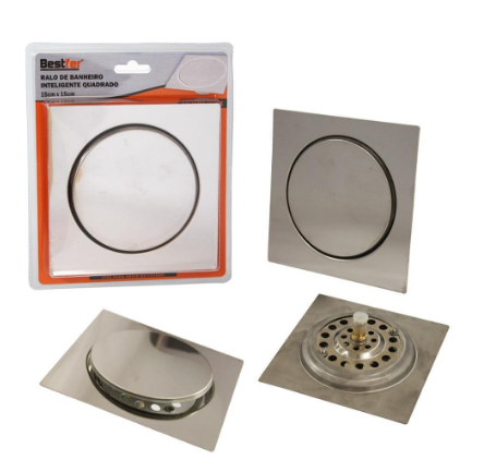 Ralo Click Quadrado 15x15 Cm Polido Bestfer (BFH2308)