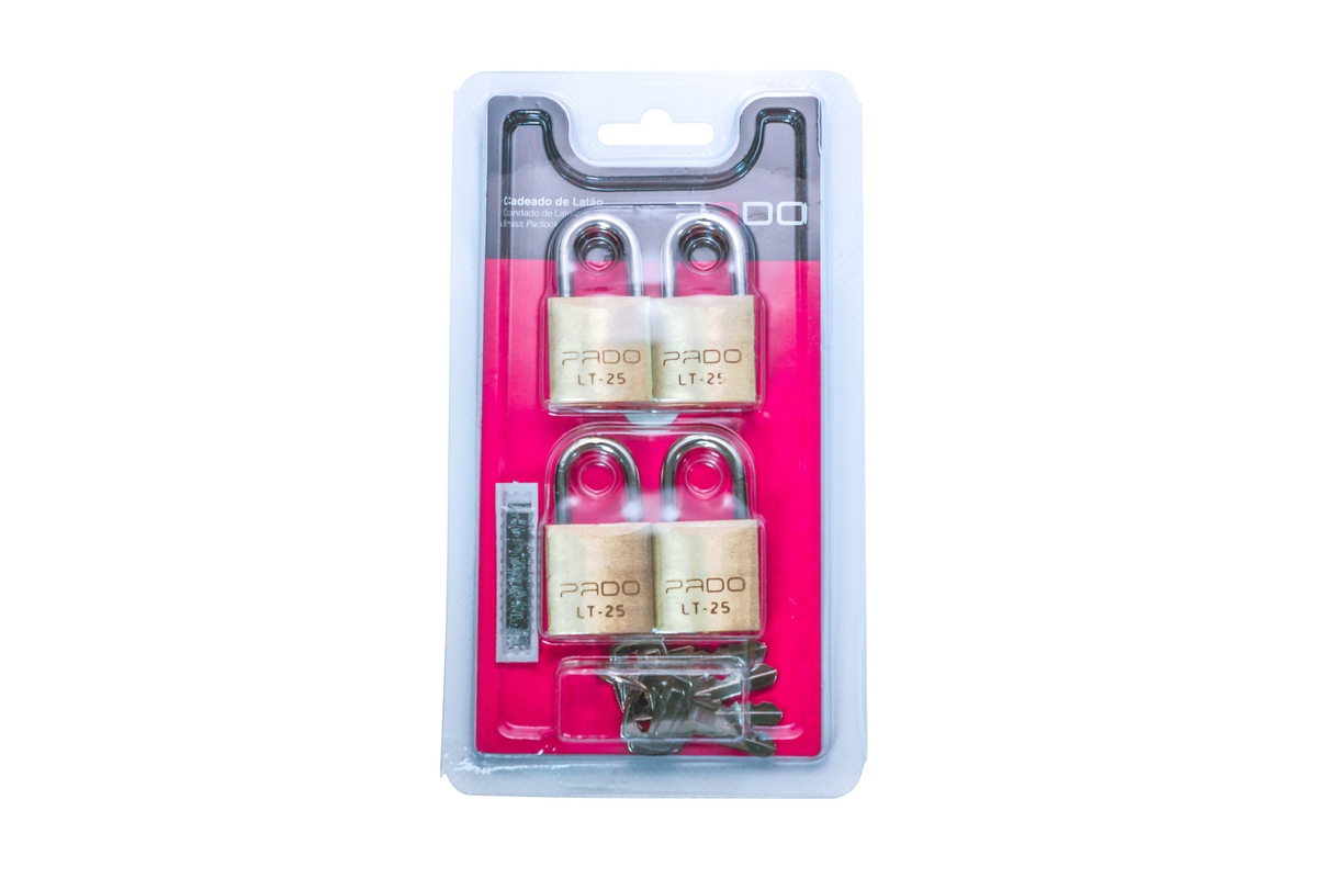 CADEADO LATAO 25MM 4 CHAVES BLIST